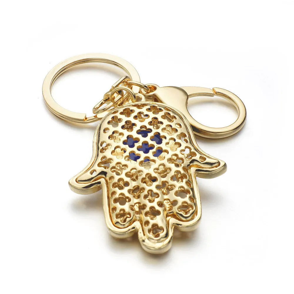 Lucky Charm Amulet Hamsa Fatima Hand Evil Eye Keychains Purse Bag Buckle Pendant For Car Keyrings key chains holder women