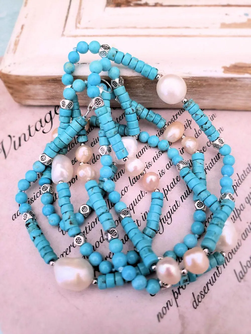 Magnesite and Pearl Necklace