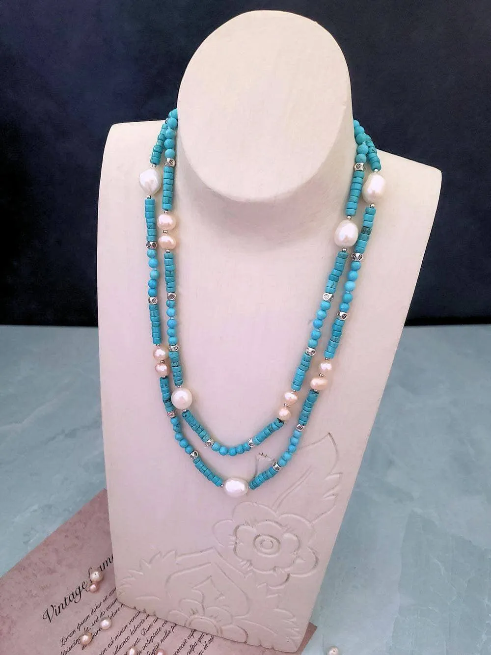 Magnesite and Pearl Necklace