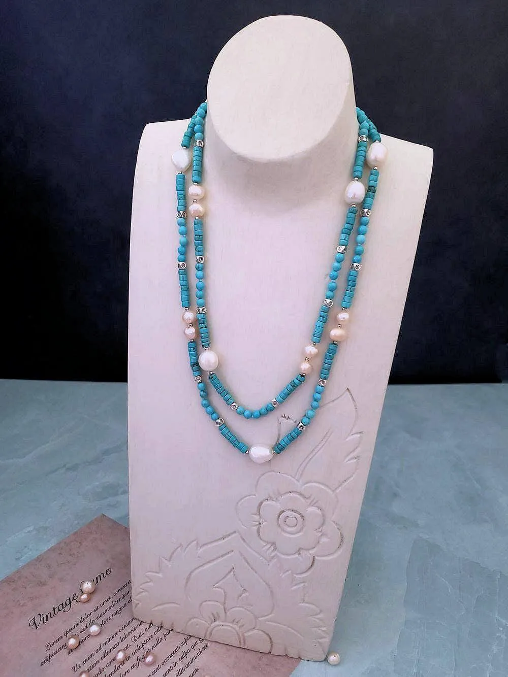 Magnesite and Pearl Necklace