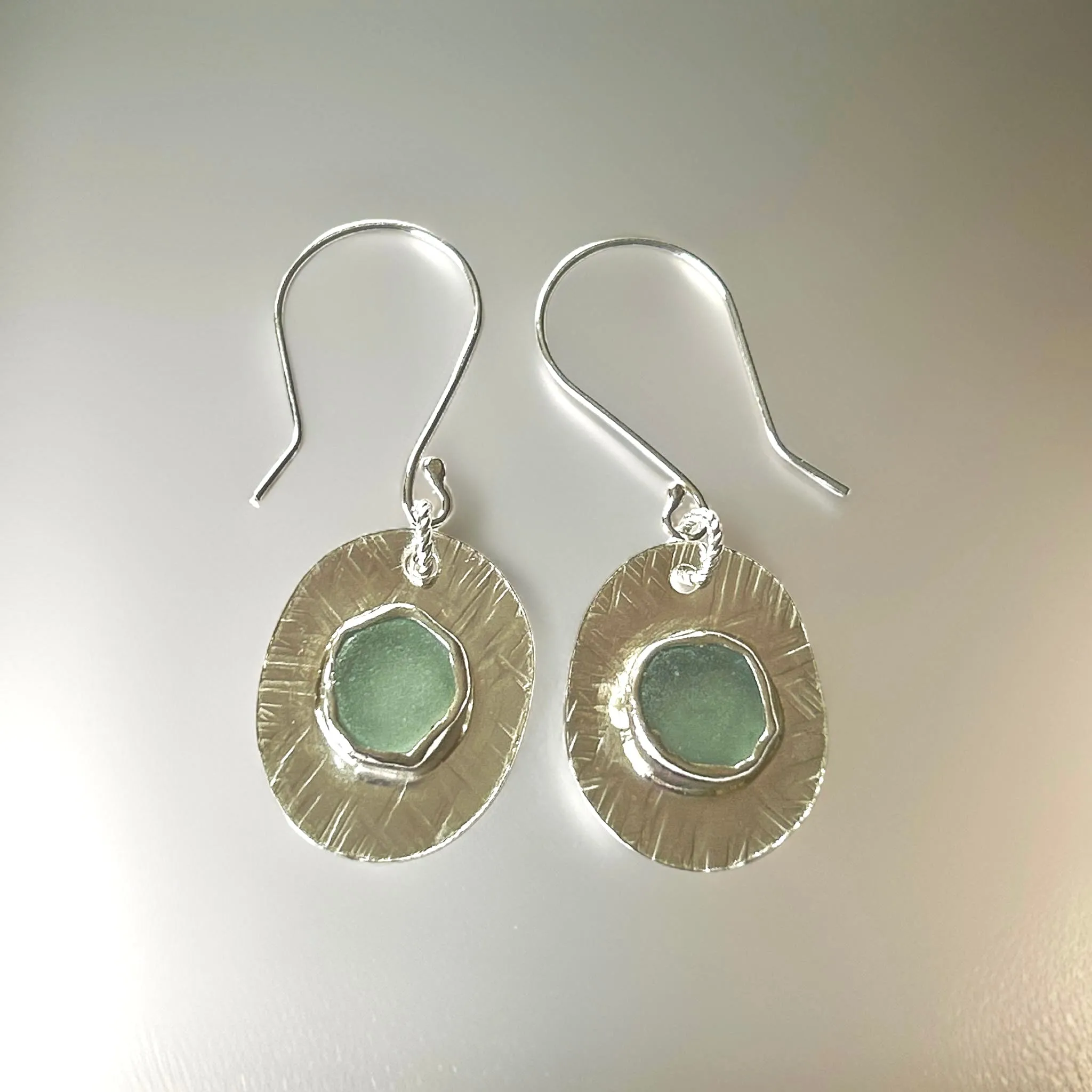 Ocean Sea Glass with Charm Earrings