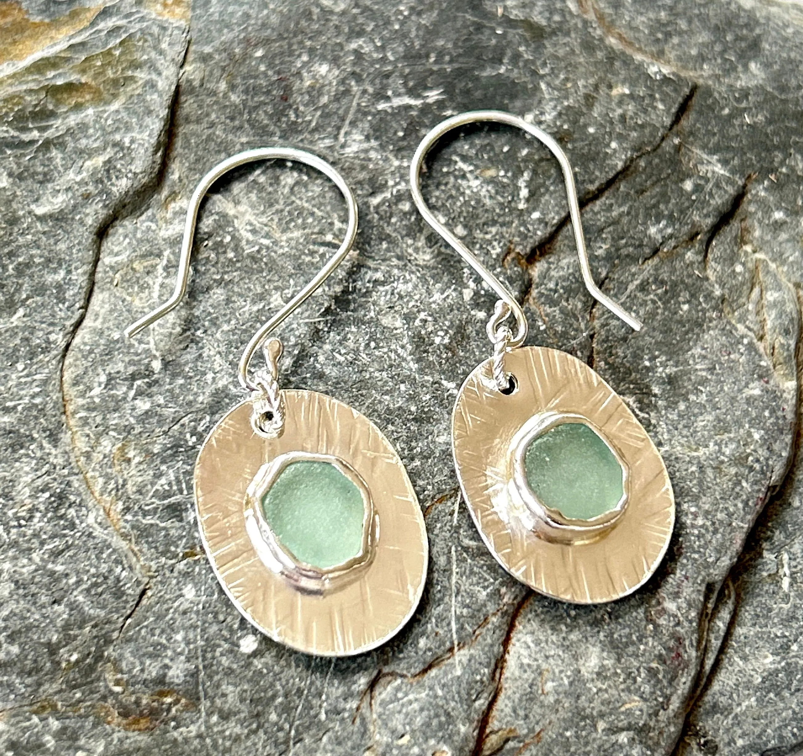 Ocean Sea Glass with Charm Earrings