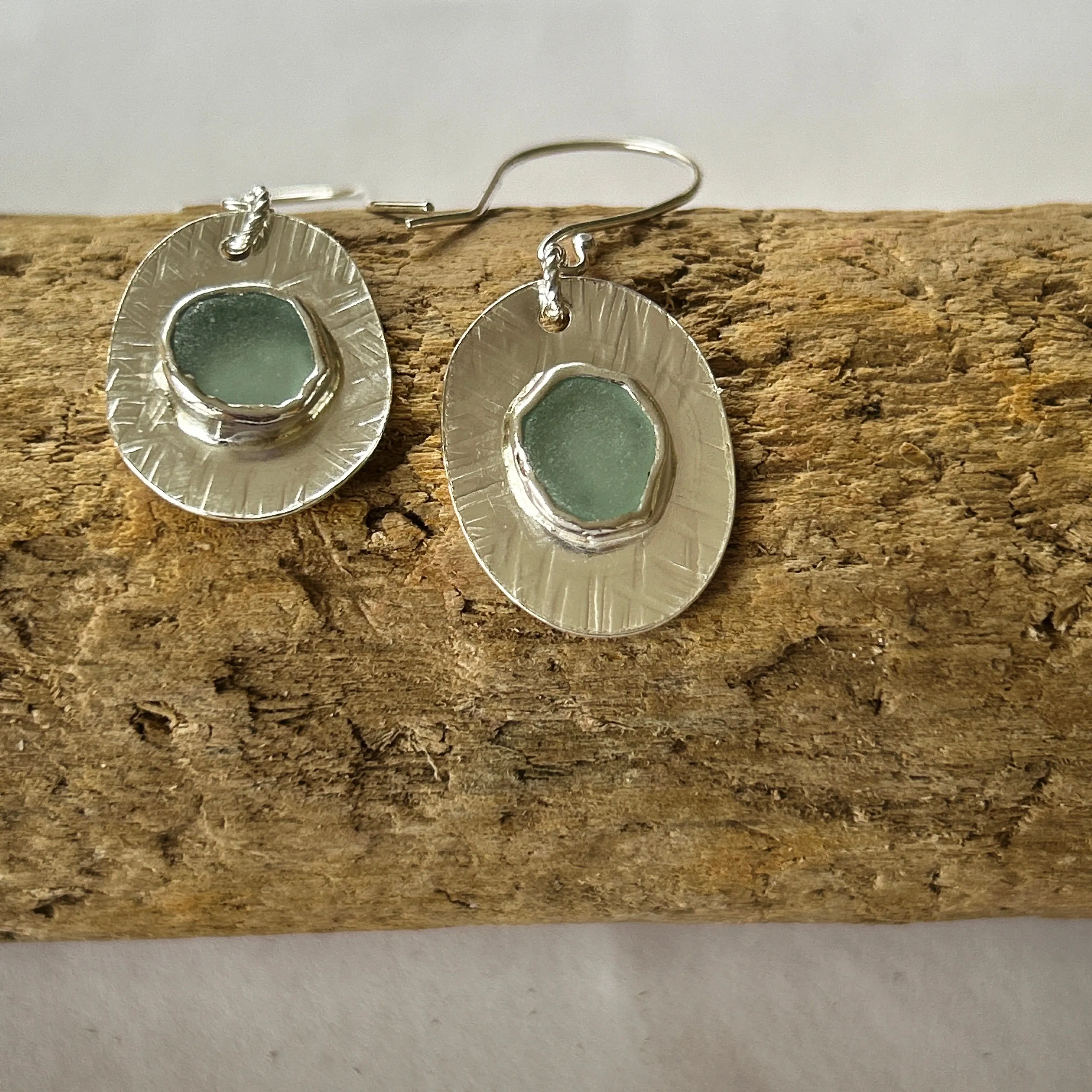 Ocean Sea Glass with Charm Earrings