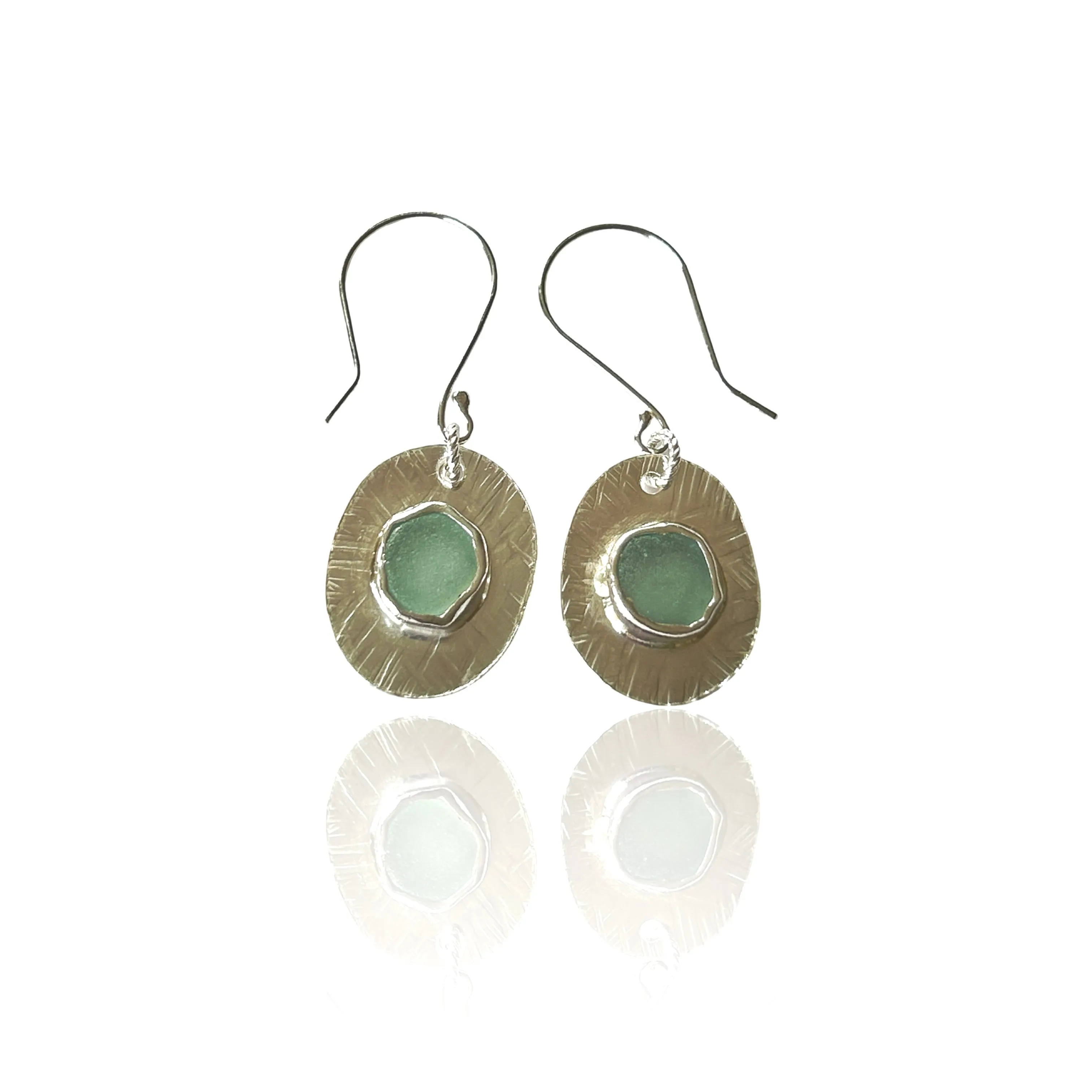 Ocean Sea Glass with Charm Earrings