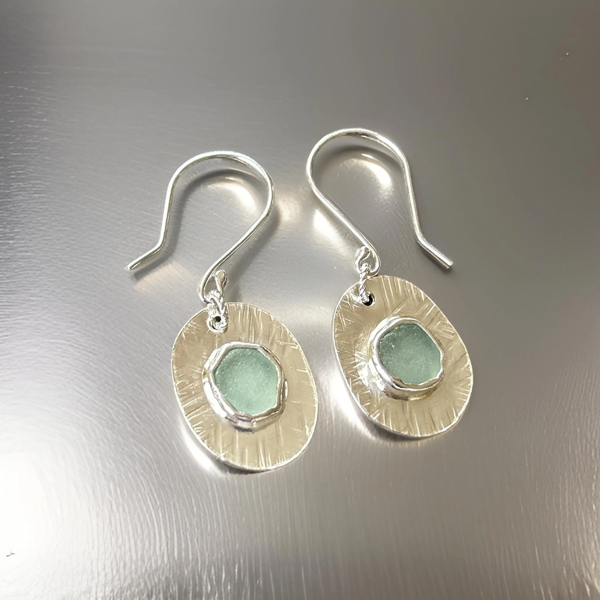 Ocean Sea Glass with Charm Earrings