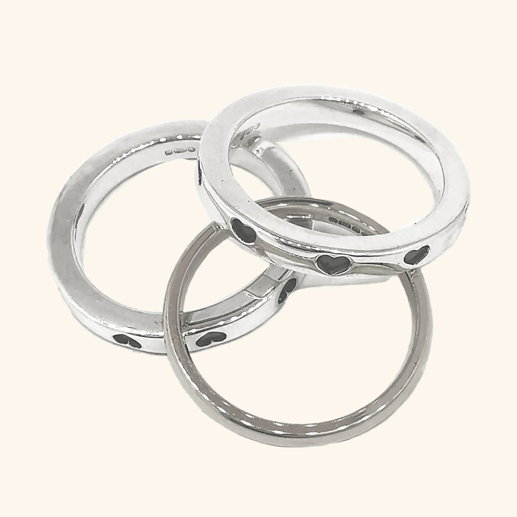 Original Heart Stacking Ring Set - Silver Middle