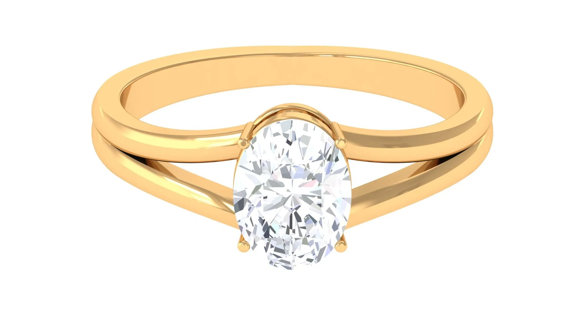 Oval Lab Grown Diamond Solitaire Ring in Split Shank