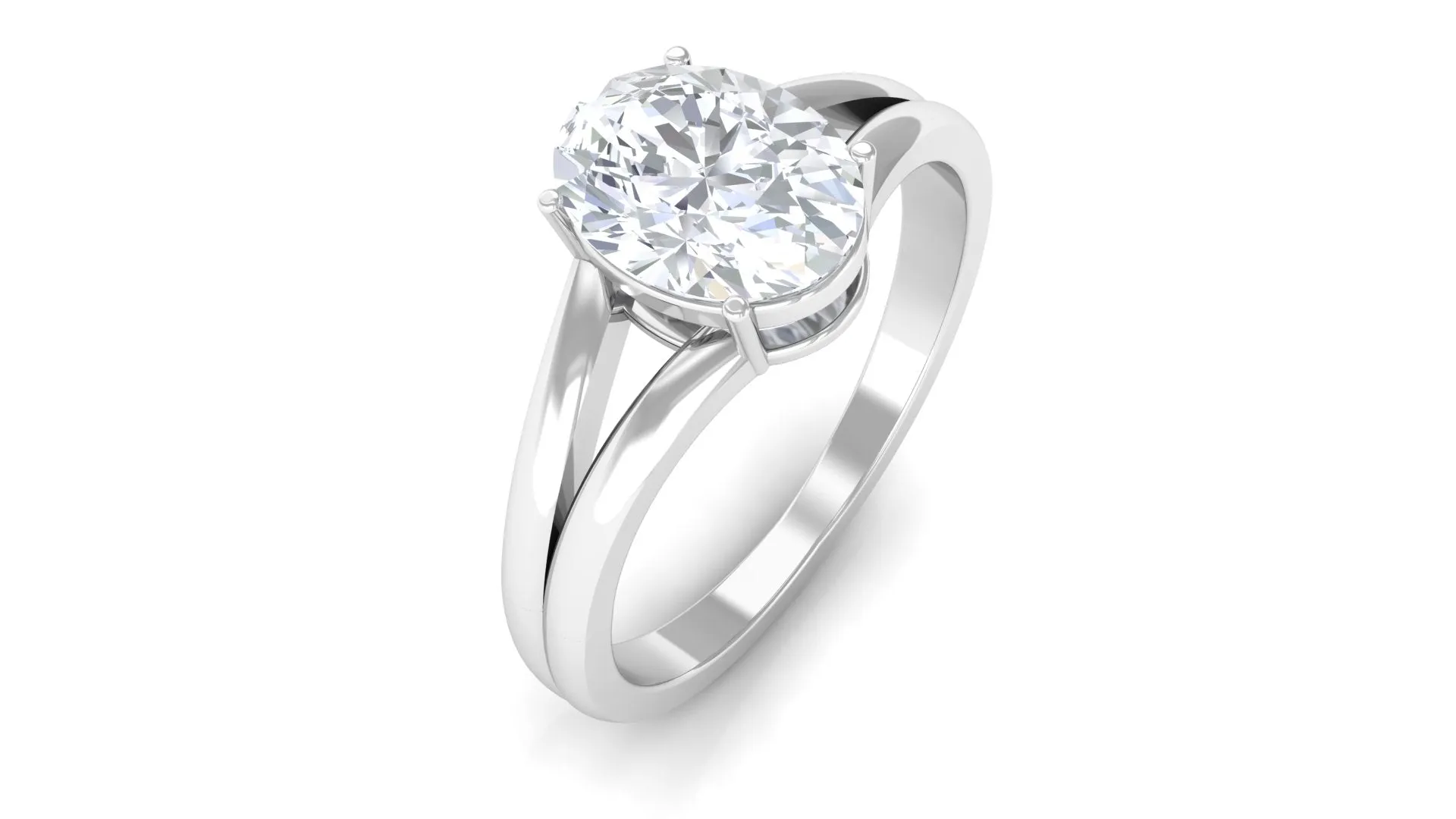 Oval Lab Grown Diamond Solitaire Ring in Split Shank