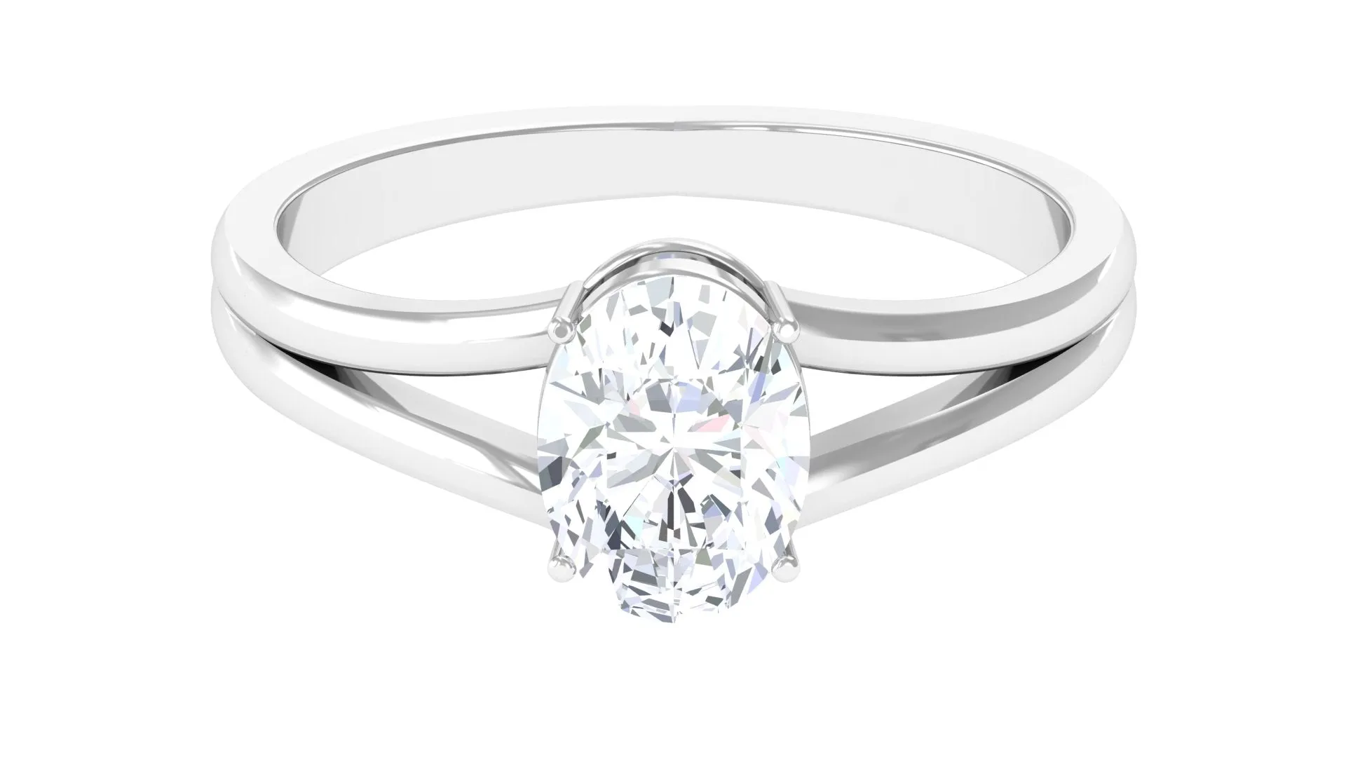 Oval Lab Grown Diamond Solitaire Ring in Split Shank