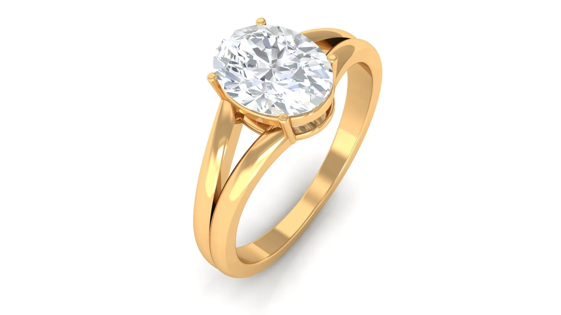 Oval Lab Grown Diamond Solitaire Ring in Split Shank