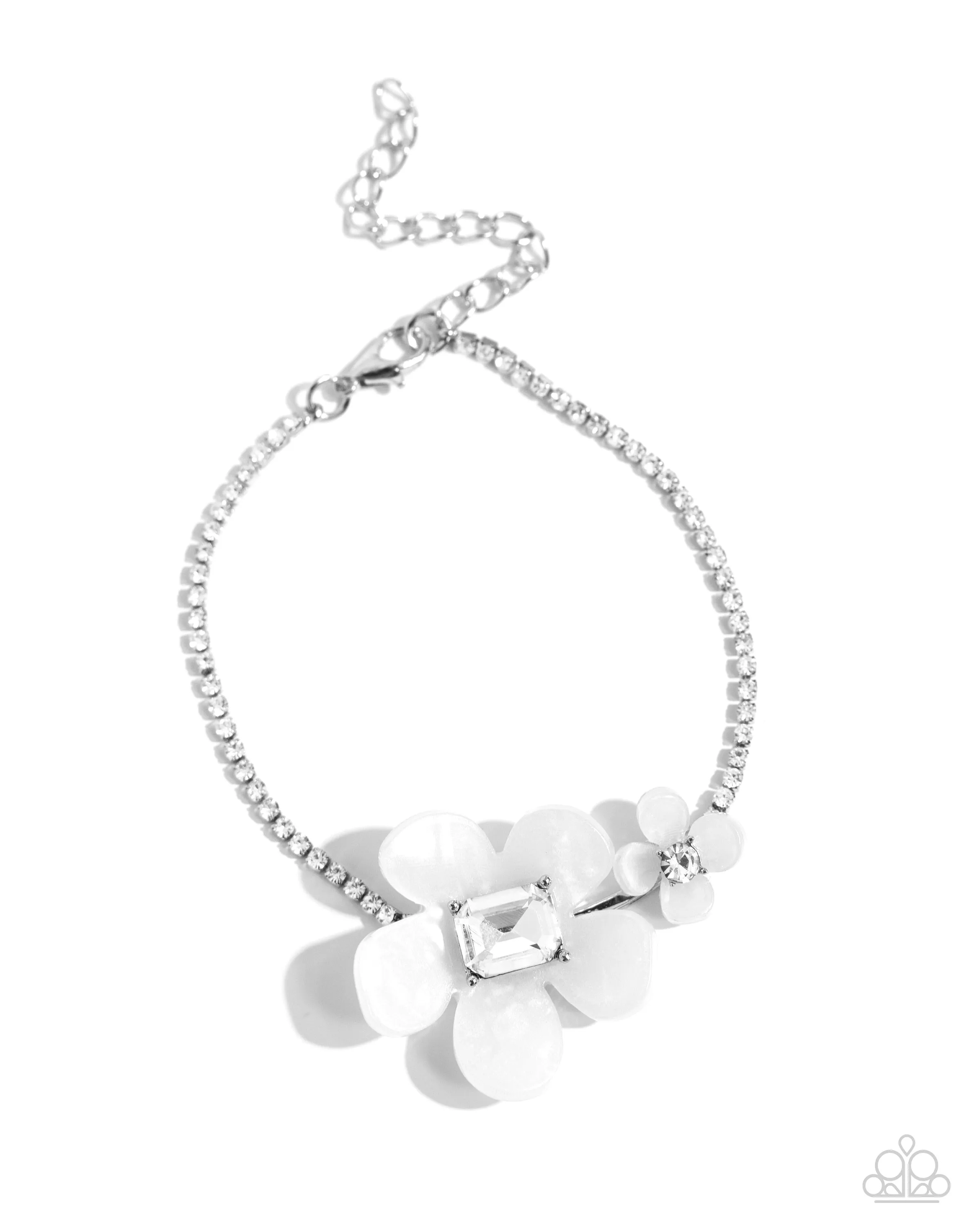 Paparazzi  Dainty Deduction White Necklace and Dainty Devotee White Bracelet - 2 Piece Set