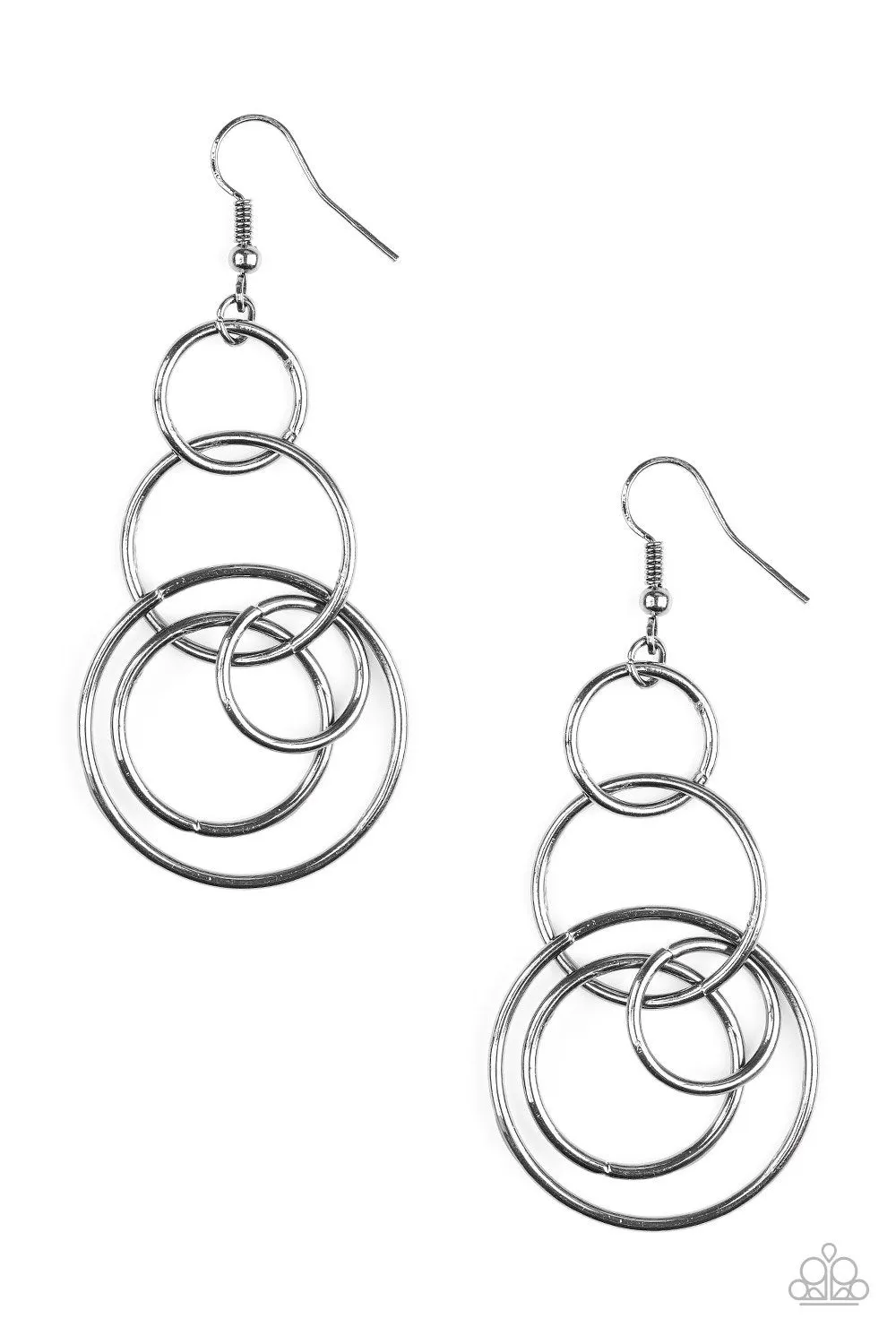 Paparazzi Earring ~ Chic Circles - Black