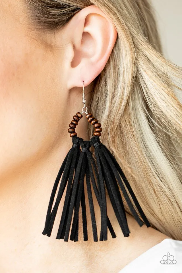 Paparazzi Earring ~ Easy To PerSUEDE - Black