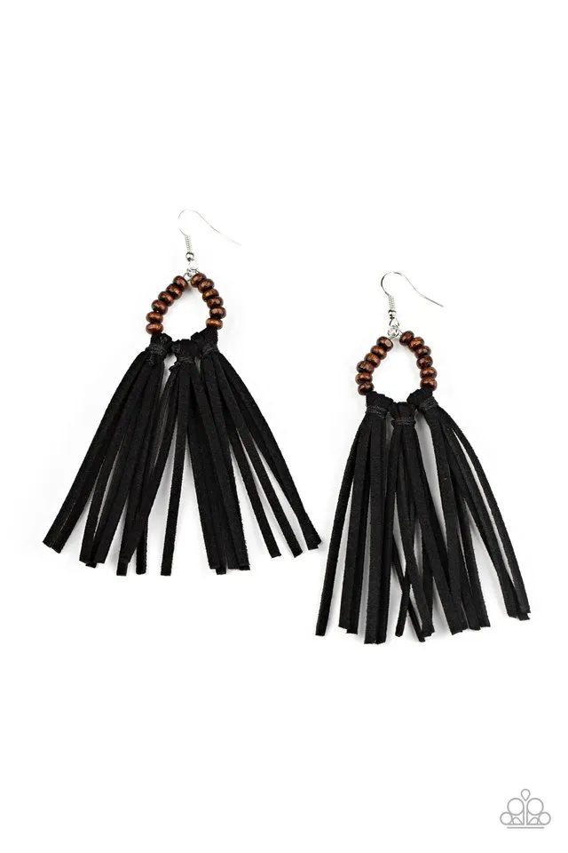 Paparazzi Earring ~ Easy To PerSUEDE - Black