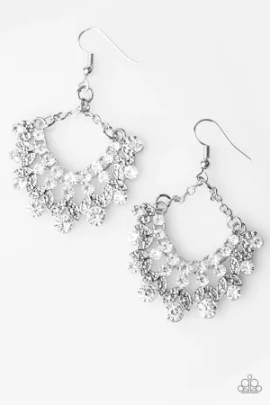 Paparazzi Earring ~ Hey, Glitter Glitter - White