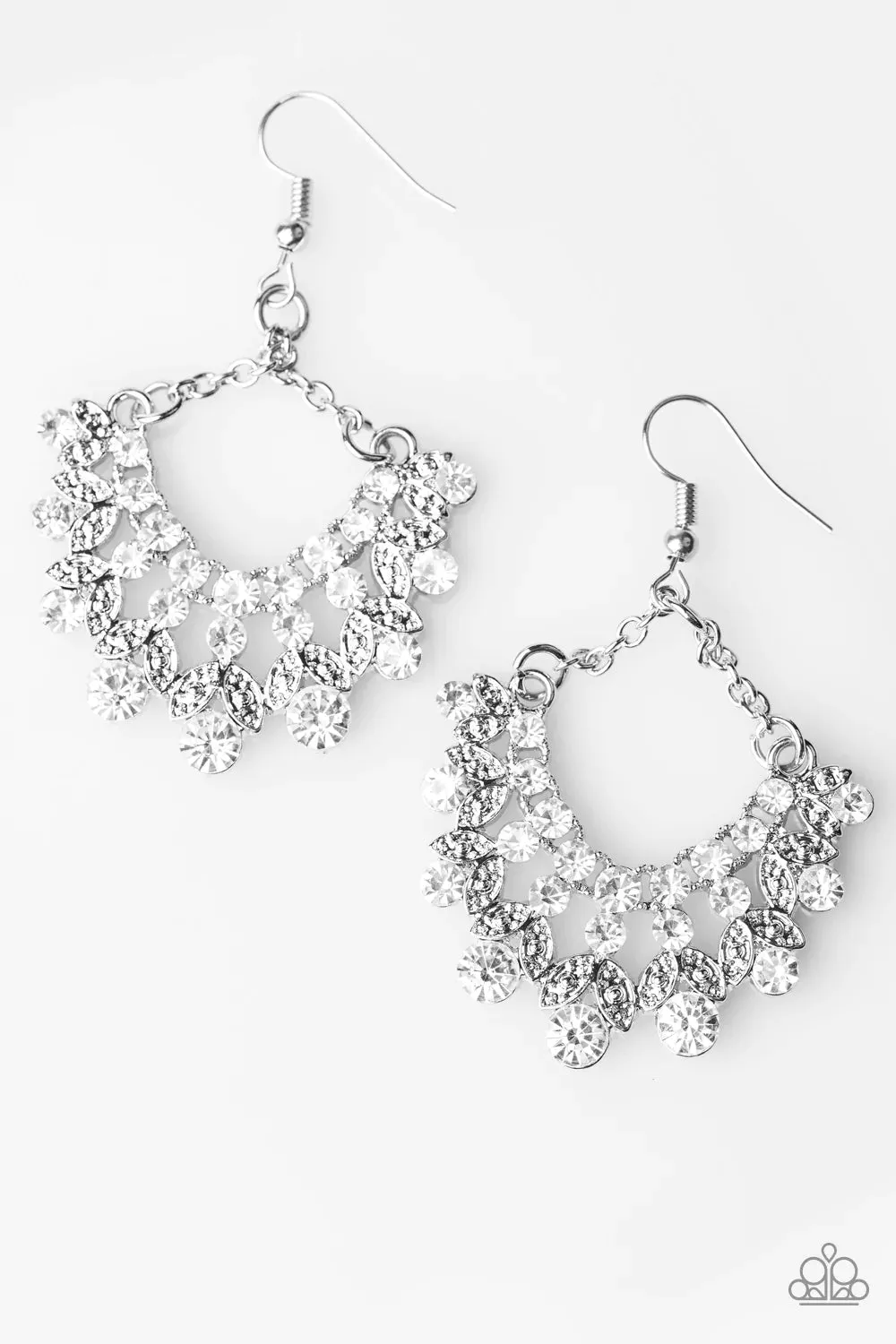 Paparazzi Earring ~ Hey, Glitter Glitter - White