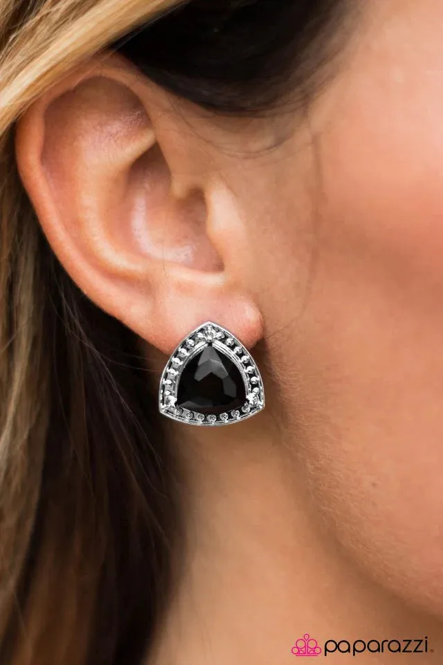 Paparazzi Earring ~ Its All About Etiquette - Black