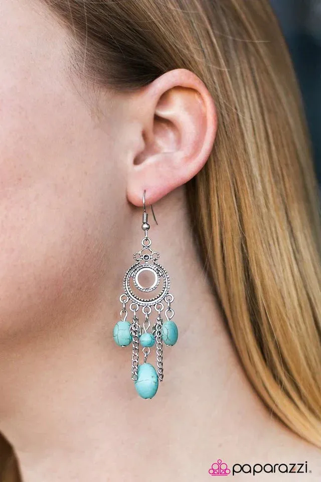 Paparazzi Earring ~ Western Chimes - Blue