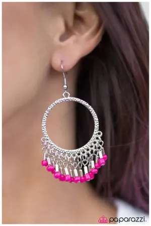 Paparazzi Earring ~ Wild Style - Pink