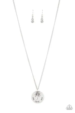 Paparazzi Necklace ~ Breezy Palm Trees - White