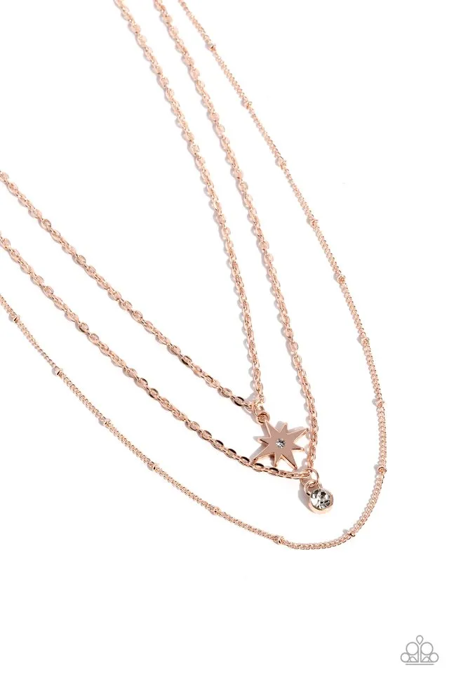 Paparazzi Necklace ~ Trendy Twinkle - Rose Gold