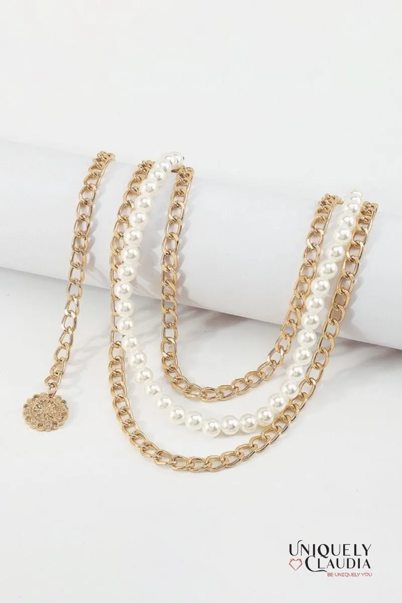 Pearls & Chains Adjustable Goldtone Belt