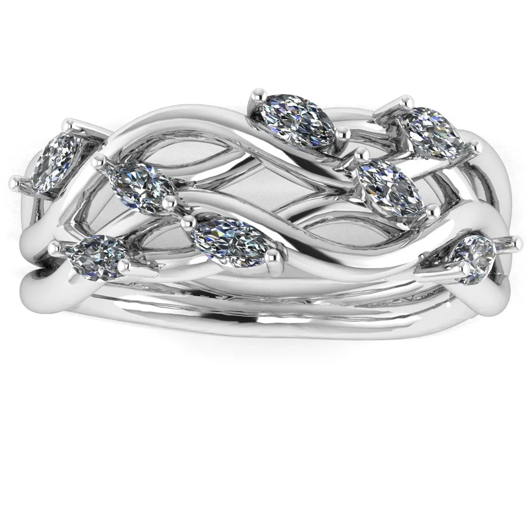 "Lanai" 0.40ct Diamond Nature Interweave Leaf and Branch Half Eternity Ring ET34