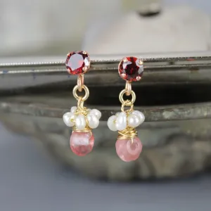 Red Zircon Dew Earrings