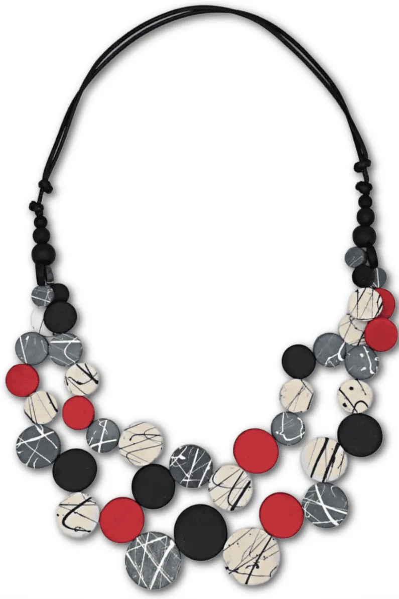 Red/Black & Grey Splatter Necklace