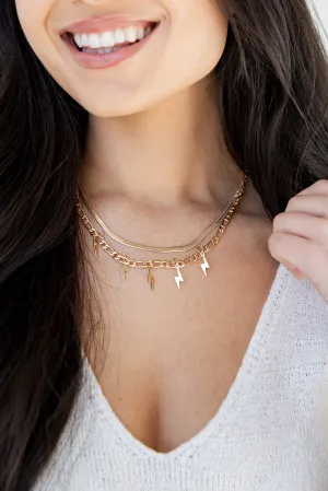 Reign Gold Lightning Bolt Layered Necklace