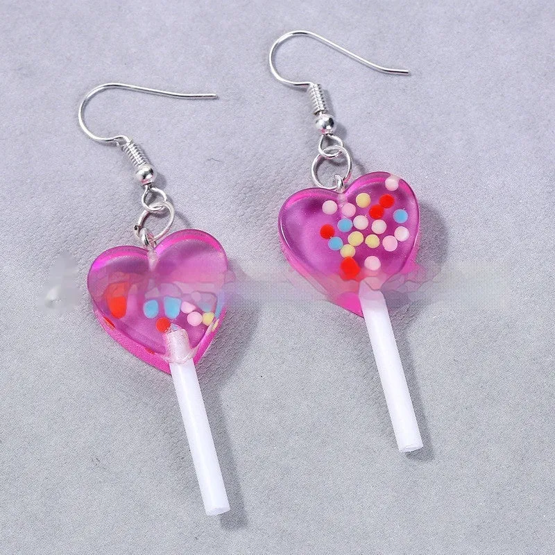 Resin Small Love Lollipop Simple Earrings