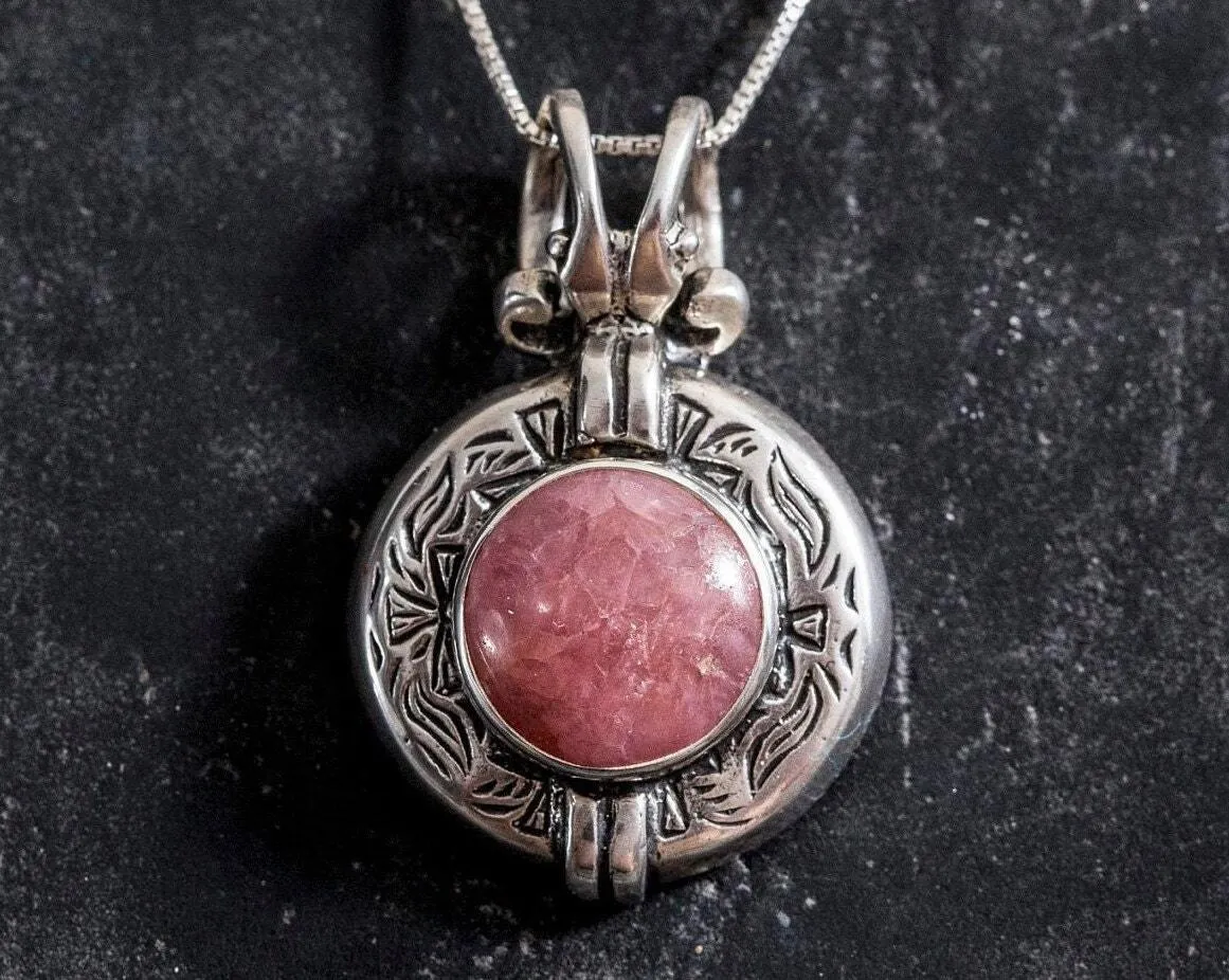 Rhodochrosite Necklace - Egyptian Necklace - Vintage Statement Pendant