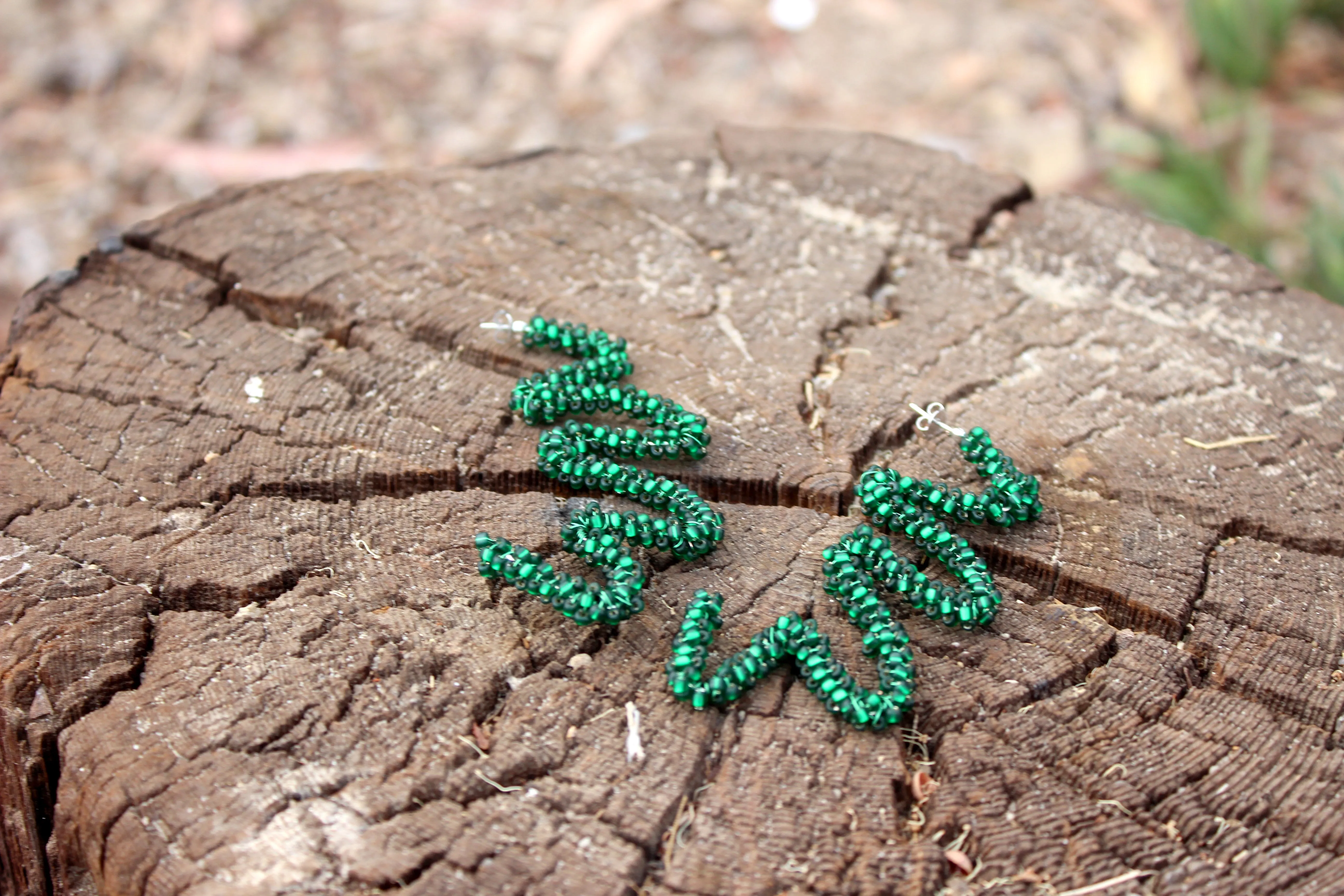 Rio // Palm Leaf Earrings, Beaded Statement Earrings, Gold or Silver, Boho // BH-E028