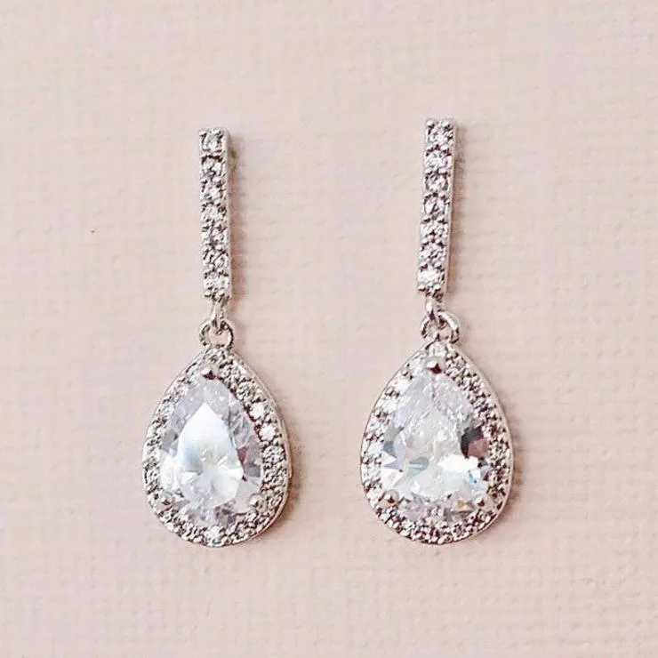 Rose Gold CZ Drop Earrings