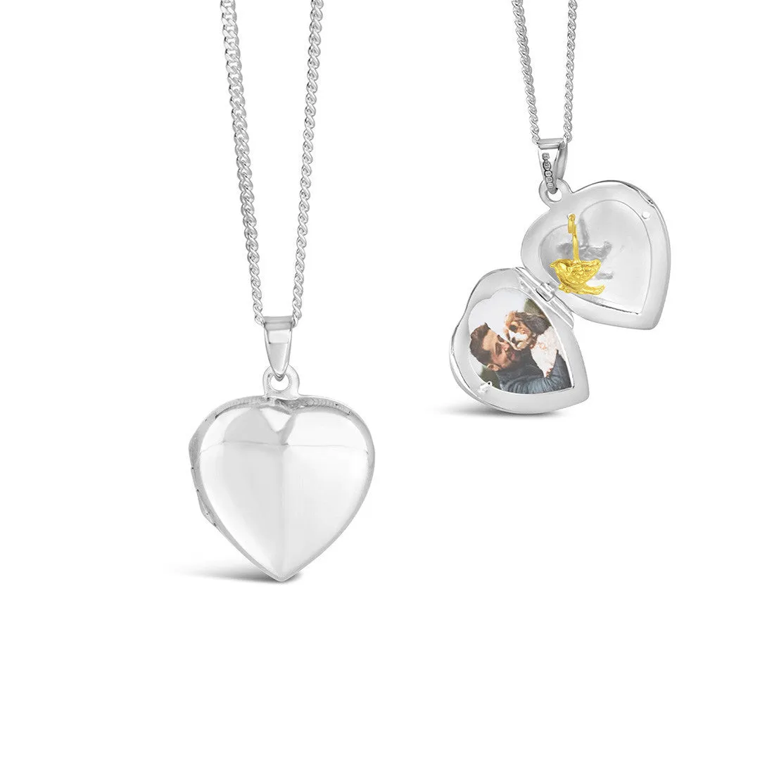 Secret Silver Heart Locket | Gold Bird