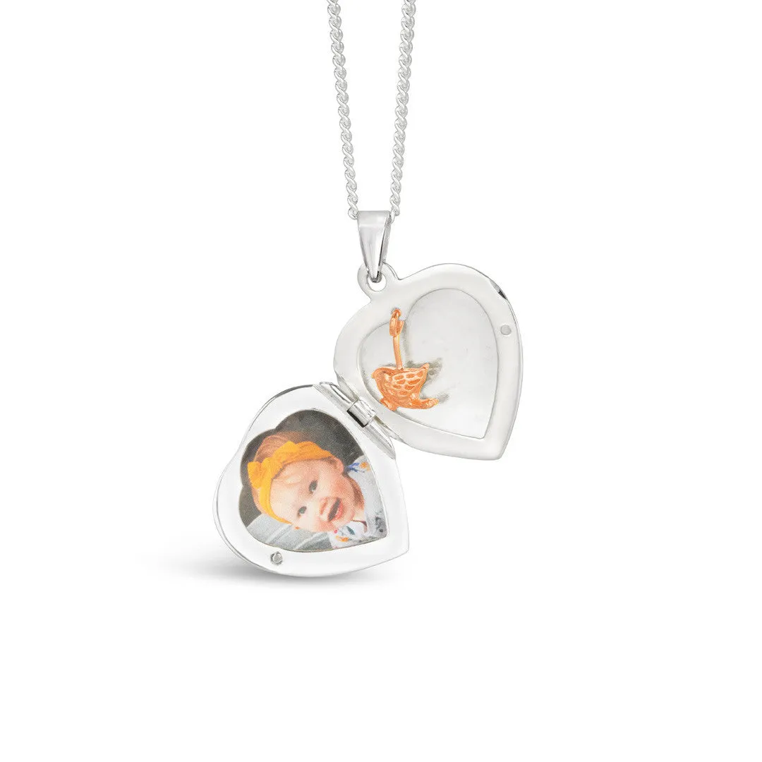 Secret Silver Heart Locket | Rose Gold Bird