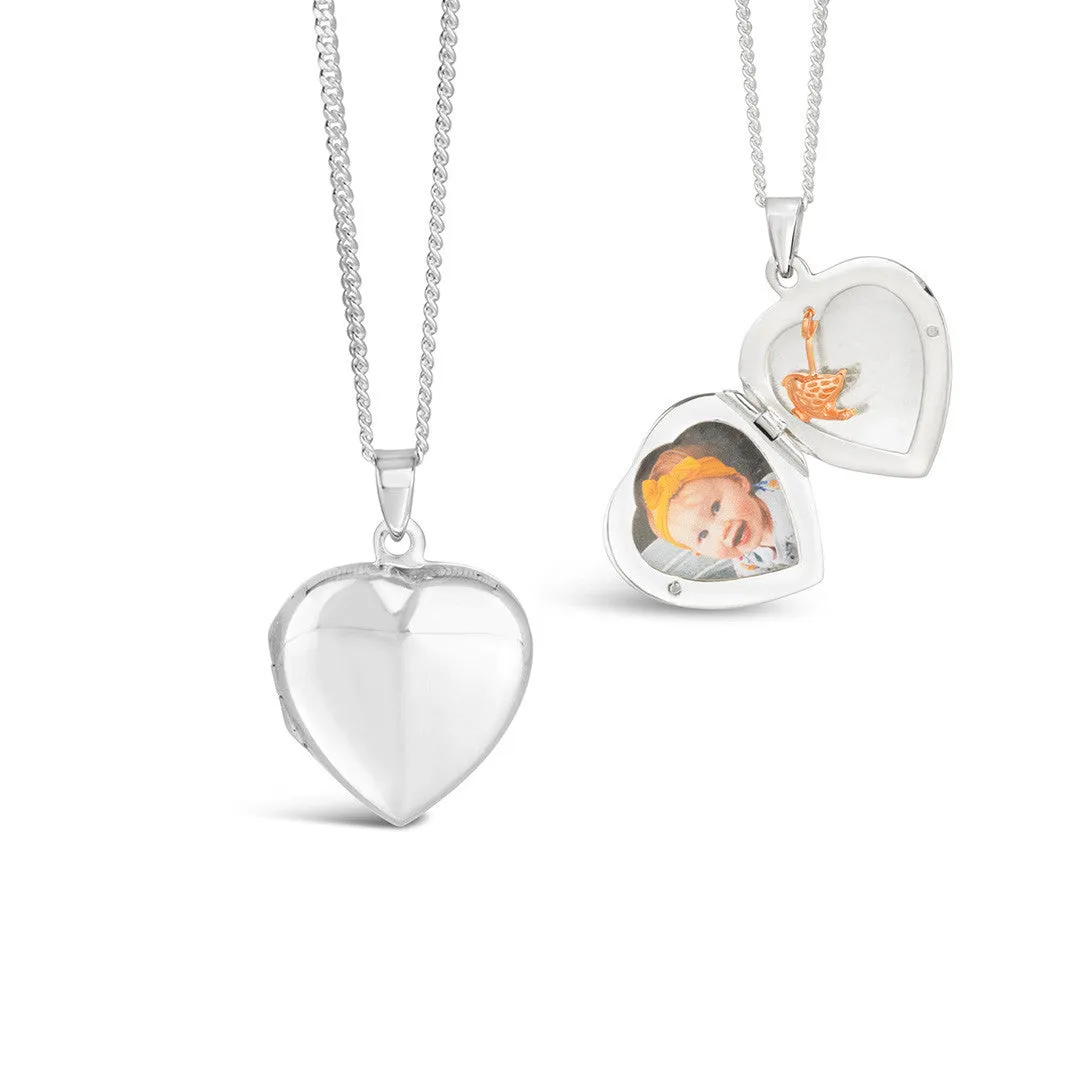 Secret Silver Heart Locket | Rose Gold Bird