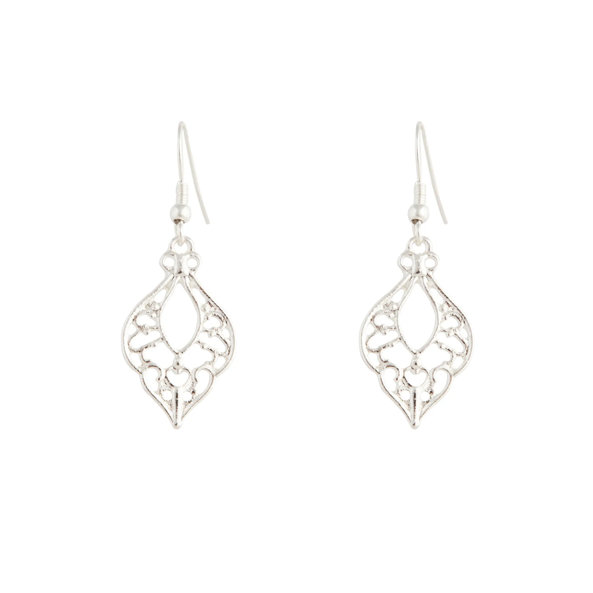 Silver Bohemian Cutout Drop Earrings