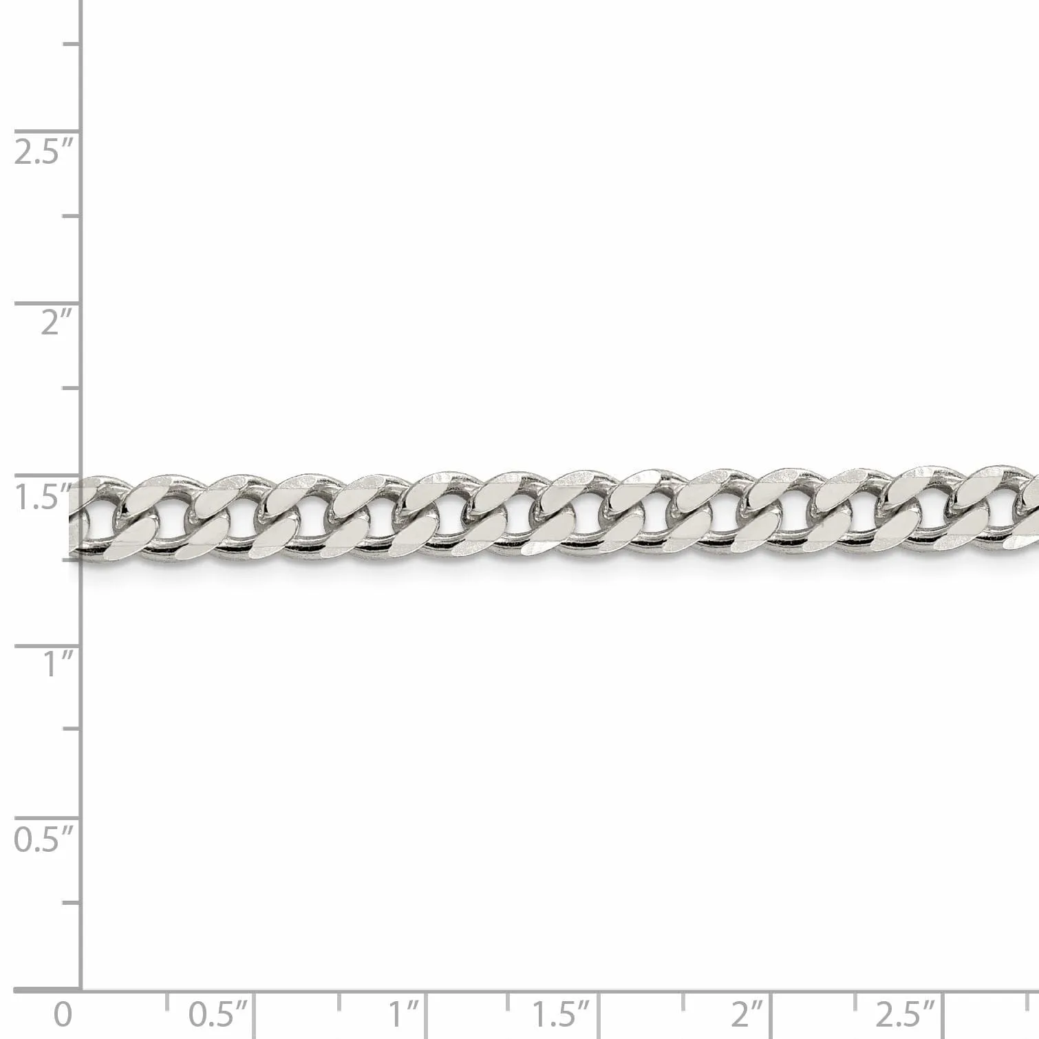 Silver Polished 7.00-mm Solid Curb Link Chain