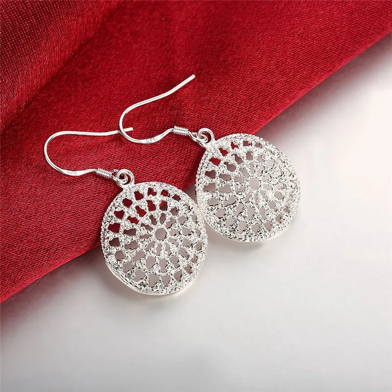 Simple Round Shape Silver Round Bag Earrings