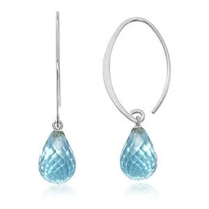 Simple Sweep Faceted Blue Topaz Earrings