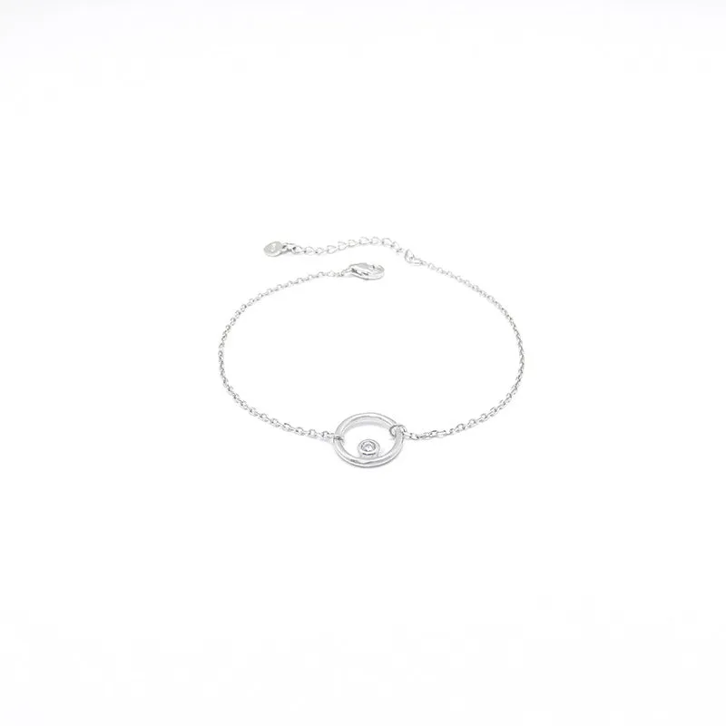 Small Zircon Circle Silver Bracelet