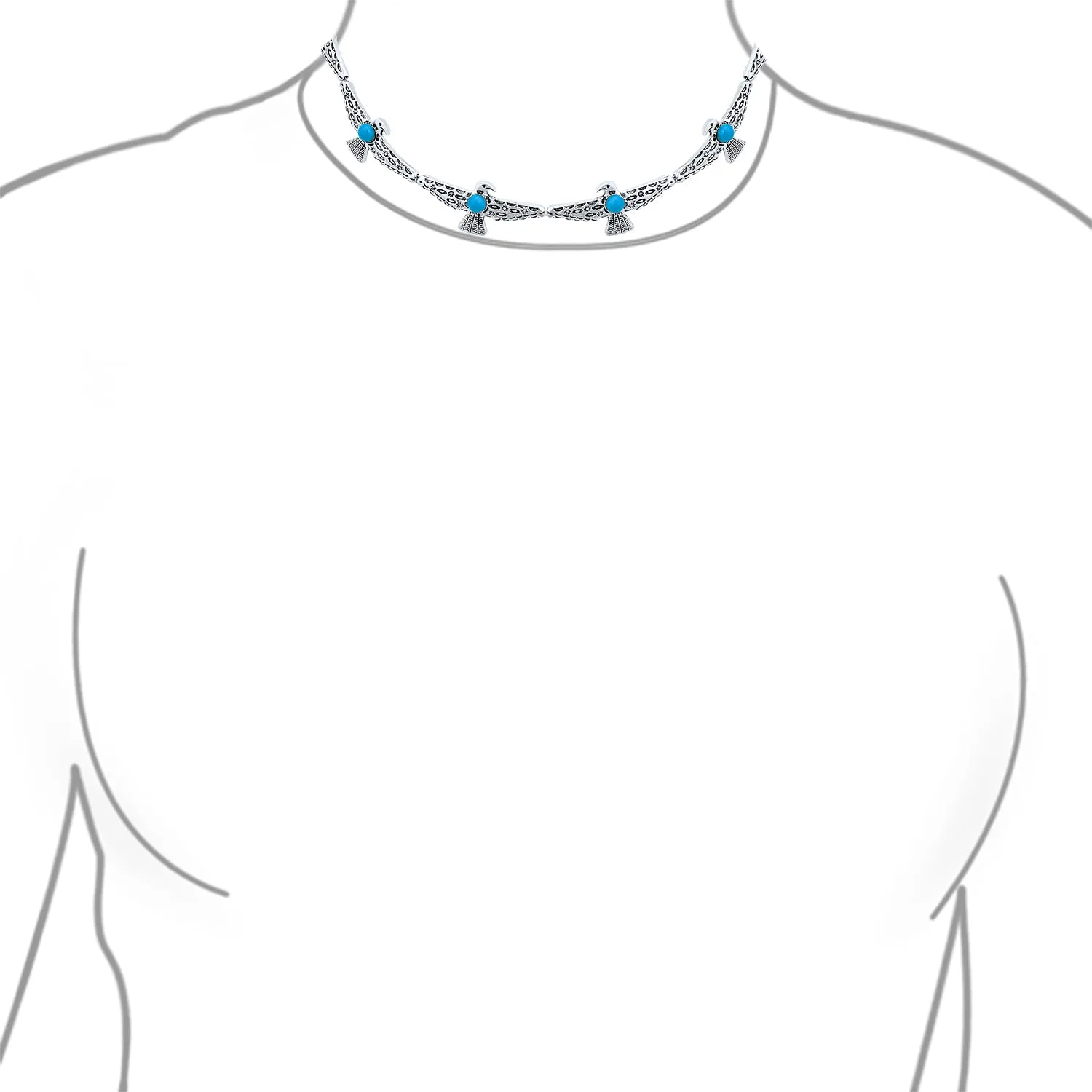 South Western Festival Style Choker Necklace in Oxidized Metal