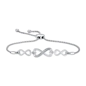 Sterling Silver Diamond Accent Bolo Bracelet