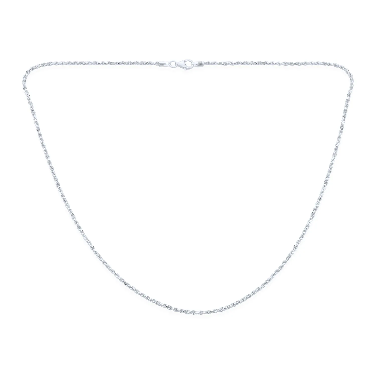 Sterling Silver Diamond Cut Rope Chain Necklace Italian Made 16-24 Inch