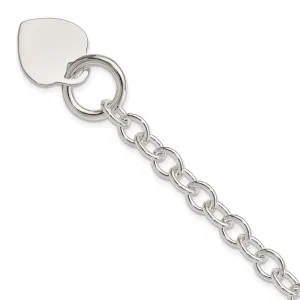 Sterling Silver Engraveable Heart Disc Toggle Bracelet