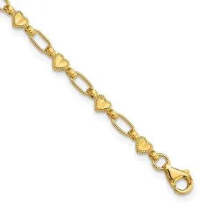 Sterling Silver Gold-tone Heart 7.5in Bracelet