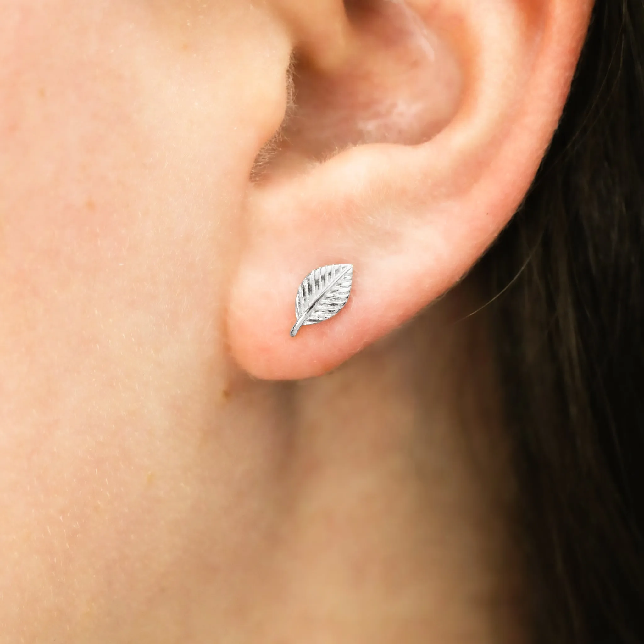 Sterling Silver Little Leaf Studs