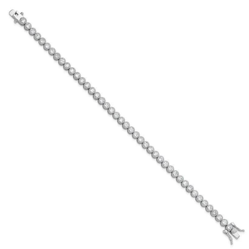 Sterling Silver Rhodium-plated 4mm Round CZ 7.5in Tennis Bracelet