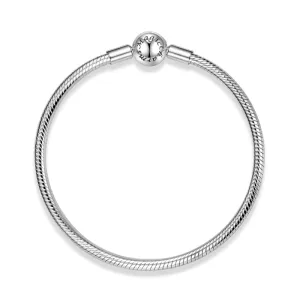 Sterling Silver Snake Chain Bracelet with Round Clasp